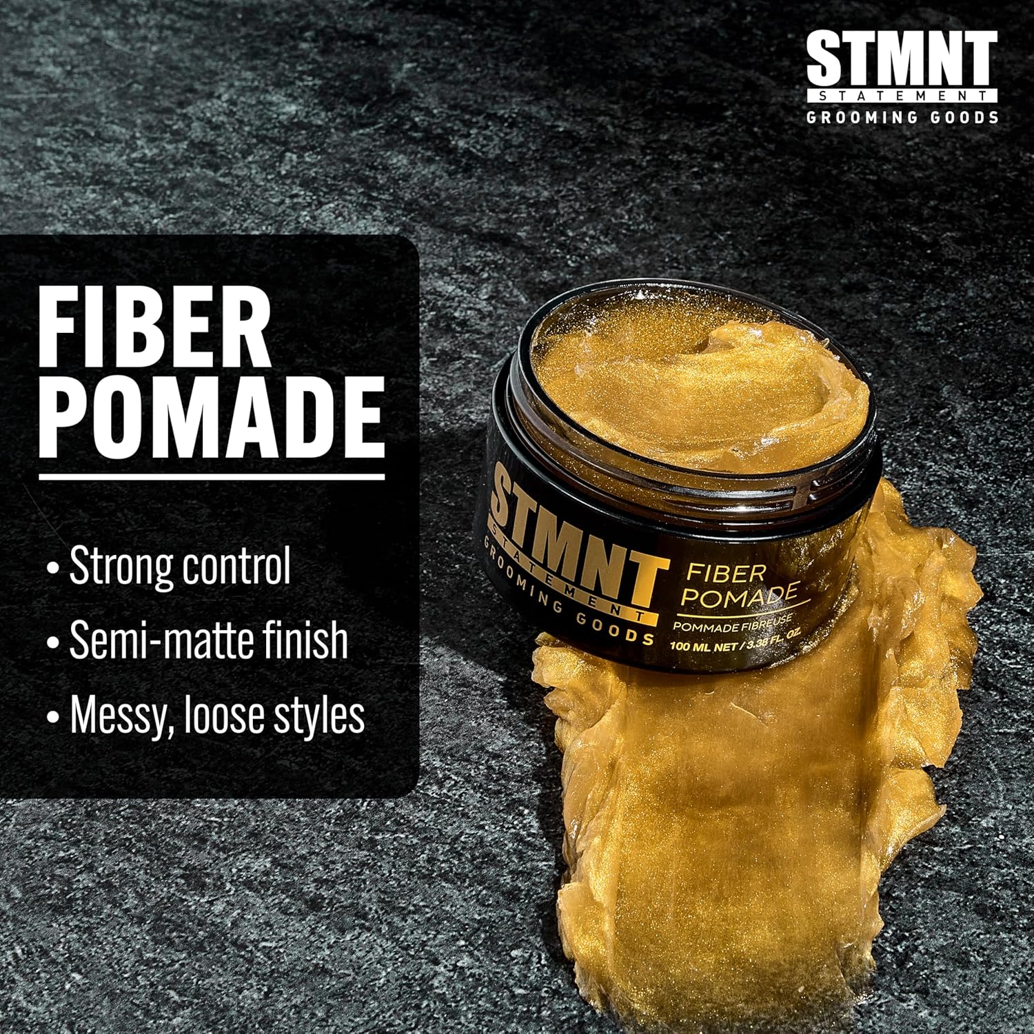 STMNT Grooming Goods Fiber Pomade | Semi-Matte Finish | Strong Control | Easy To Wash Out 100ml